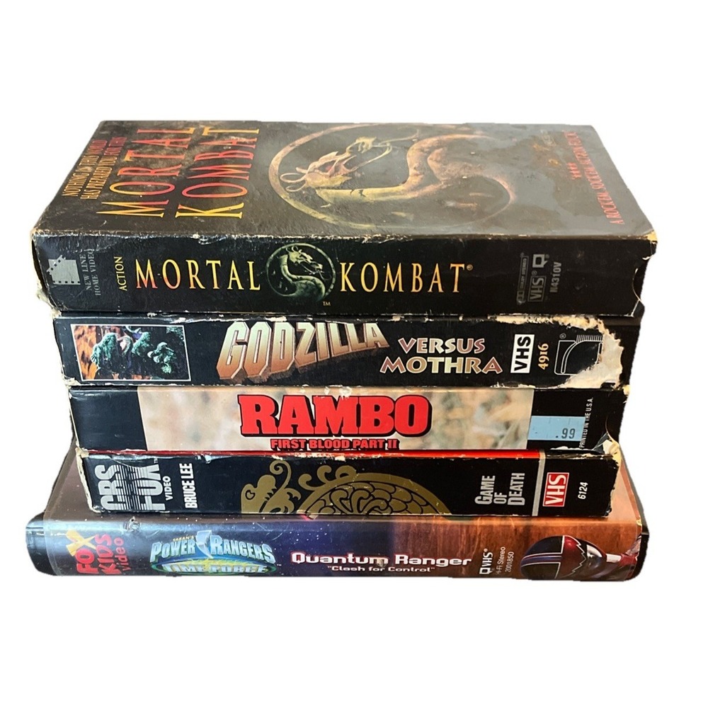 Vintage VHS Movies Lot of‎ 5 Godzilla Power Rangers Rambo Bruce Lee & More